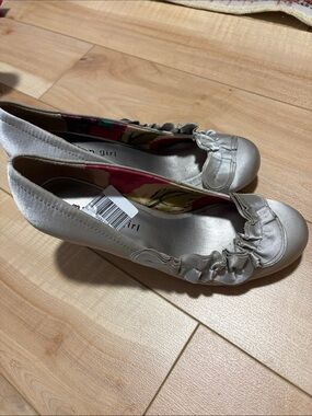 Metallic silver heels